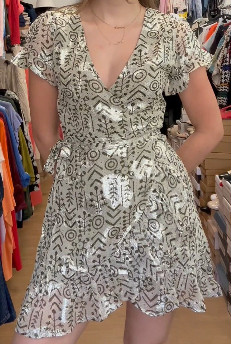 Robe portefeuille imprimée vert