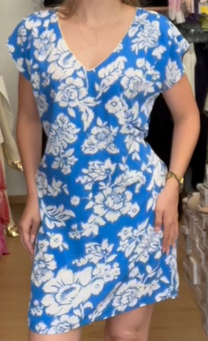 Robe GOA fleurie bleu et blanc