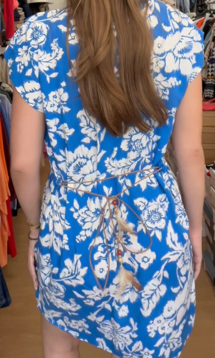 Robe GOA fleurie bleu et blanc