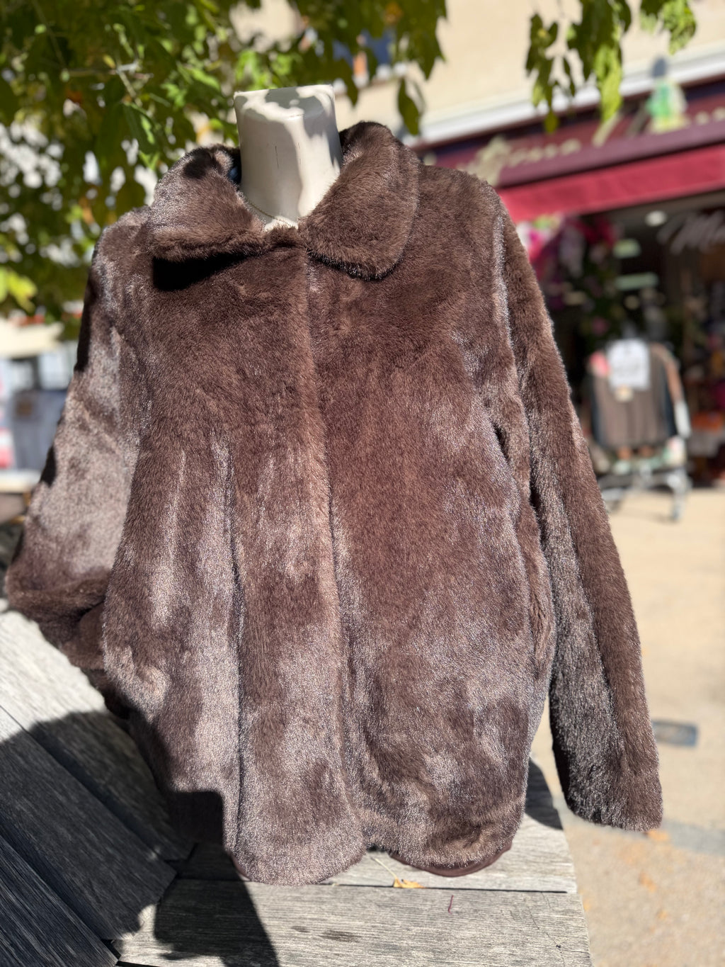Veste en fourrure marron réversible
