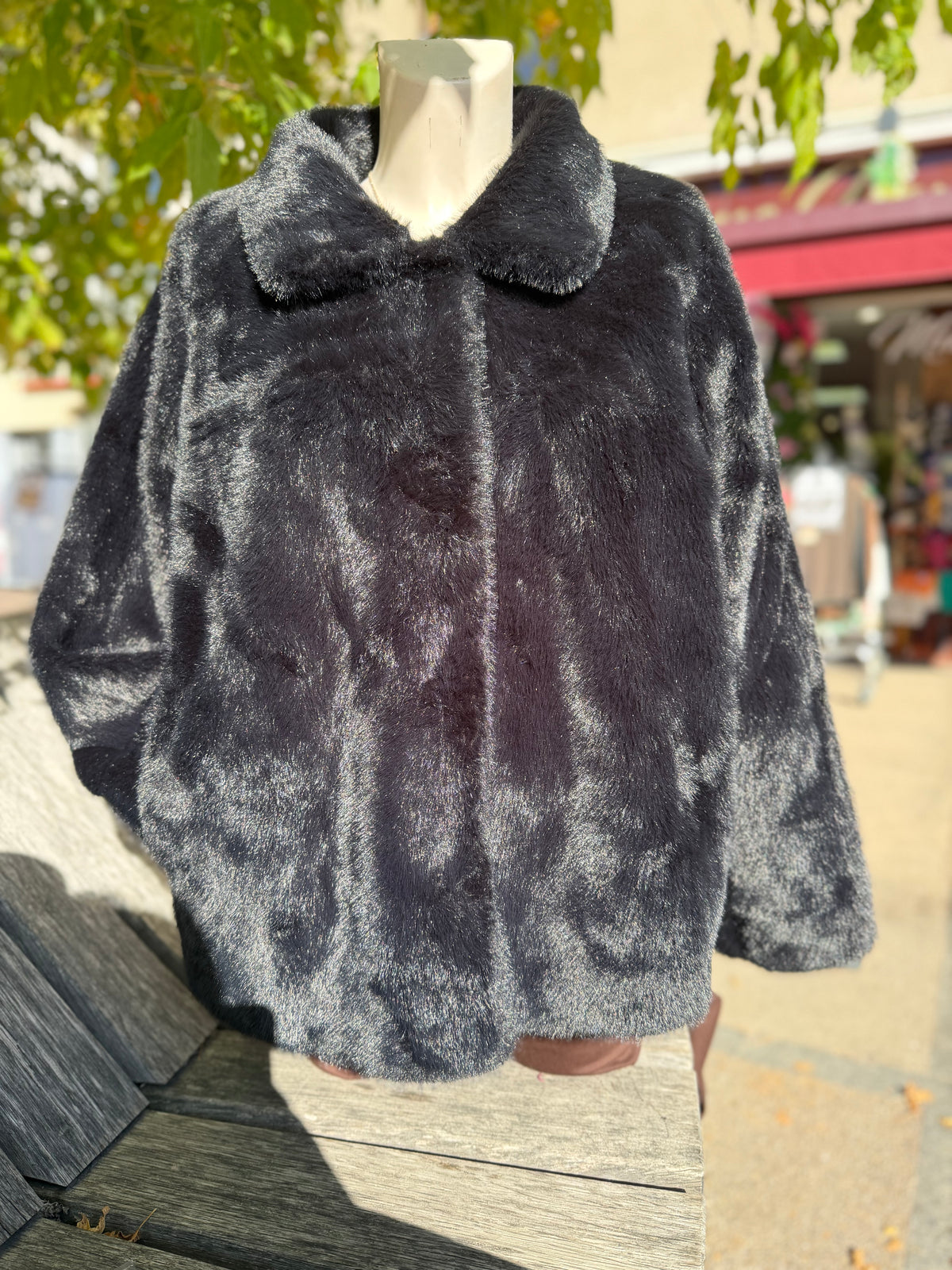 Veste fourrure réversible noire