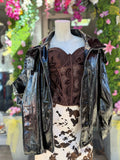 Veste col montant en similicuir noire