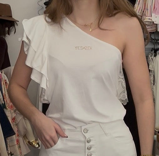 Top blanc asymétrique