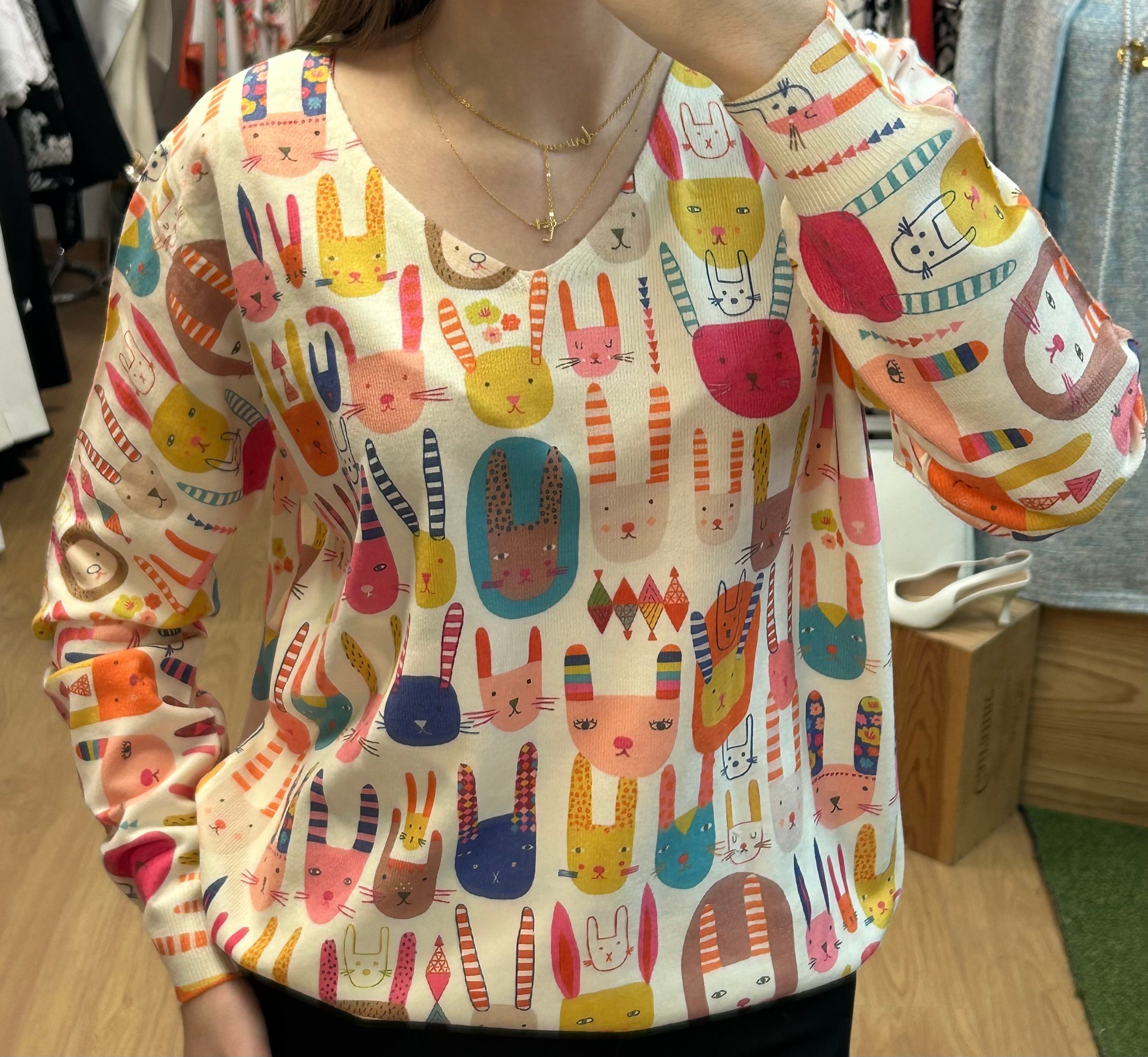 Pull imprimé lapin