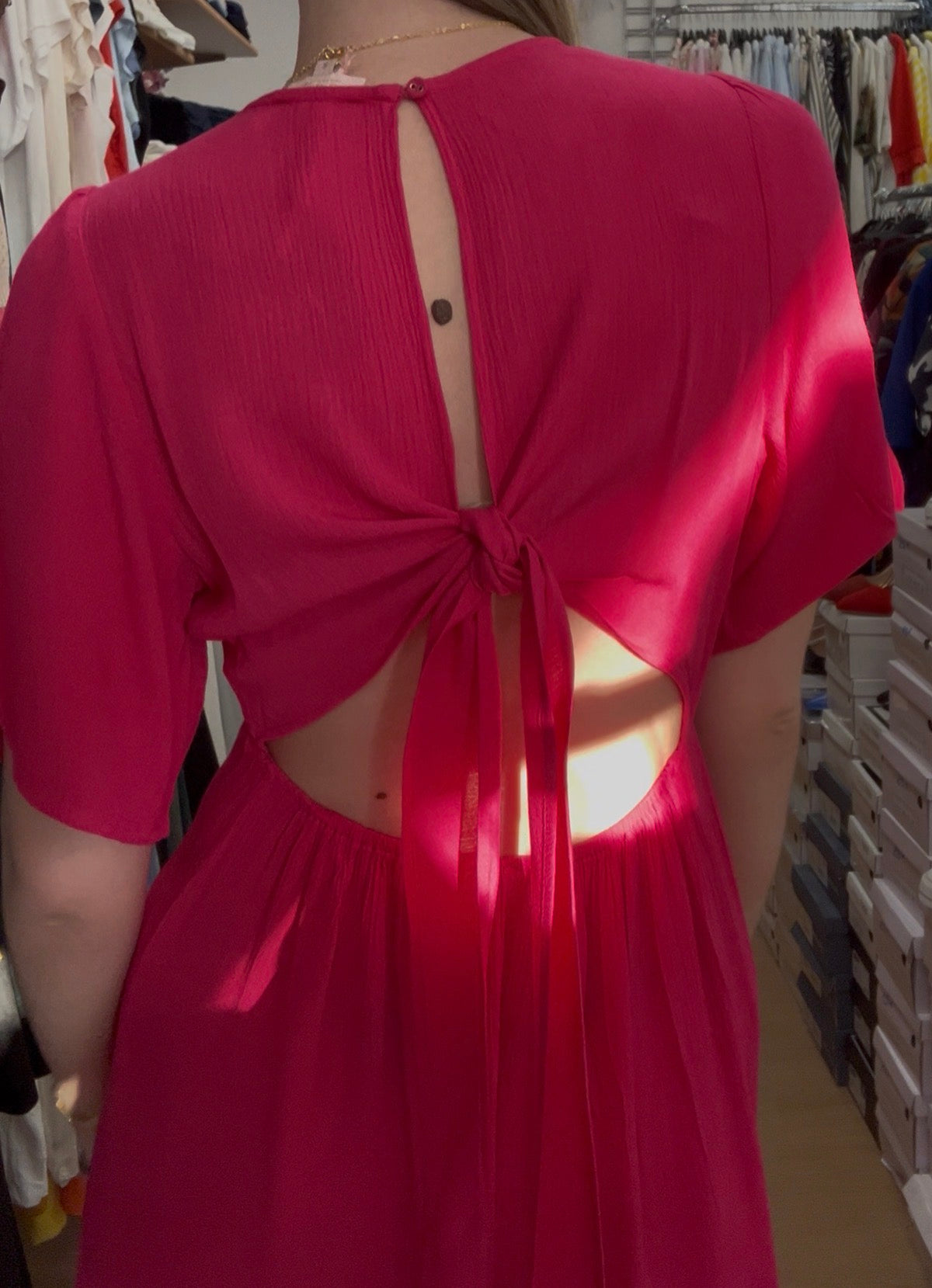 Robe longue fucshia dos ouvert