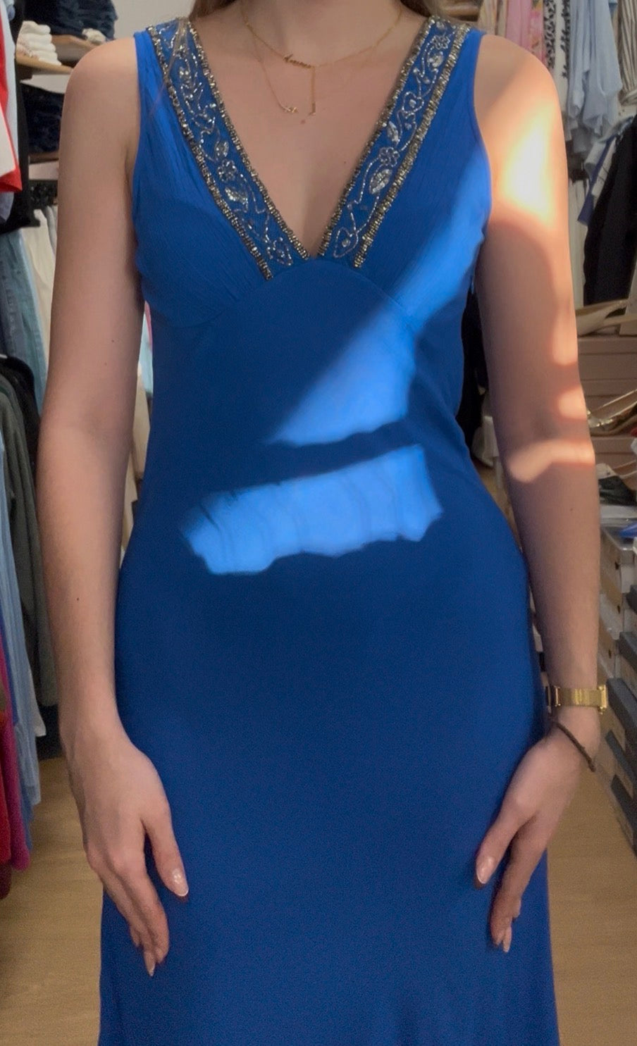 Robe longue bleu dos nu