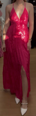 Robe longue rose dos nu