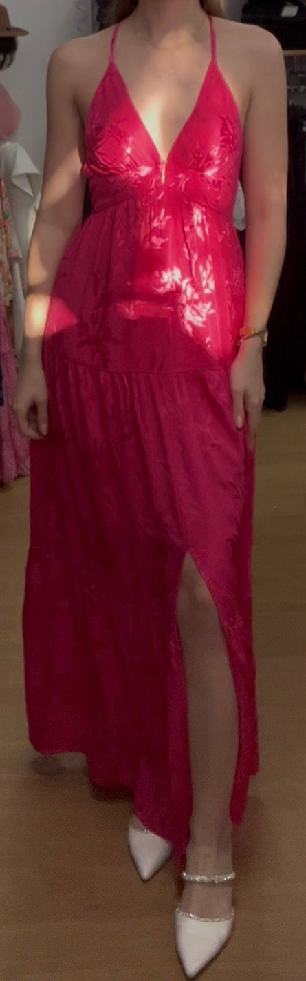 Robe longue rose dos nu