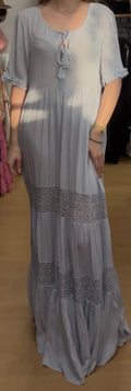 Robe longue bleu ciel bohème