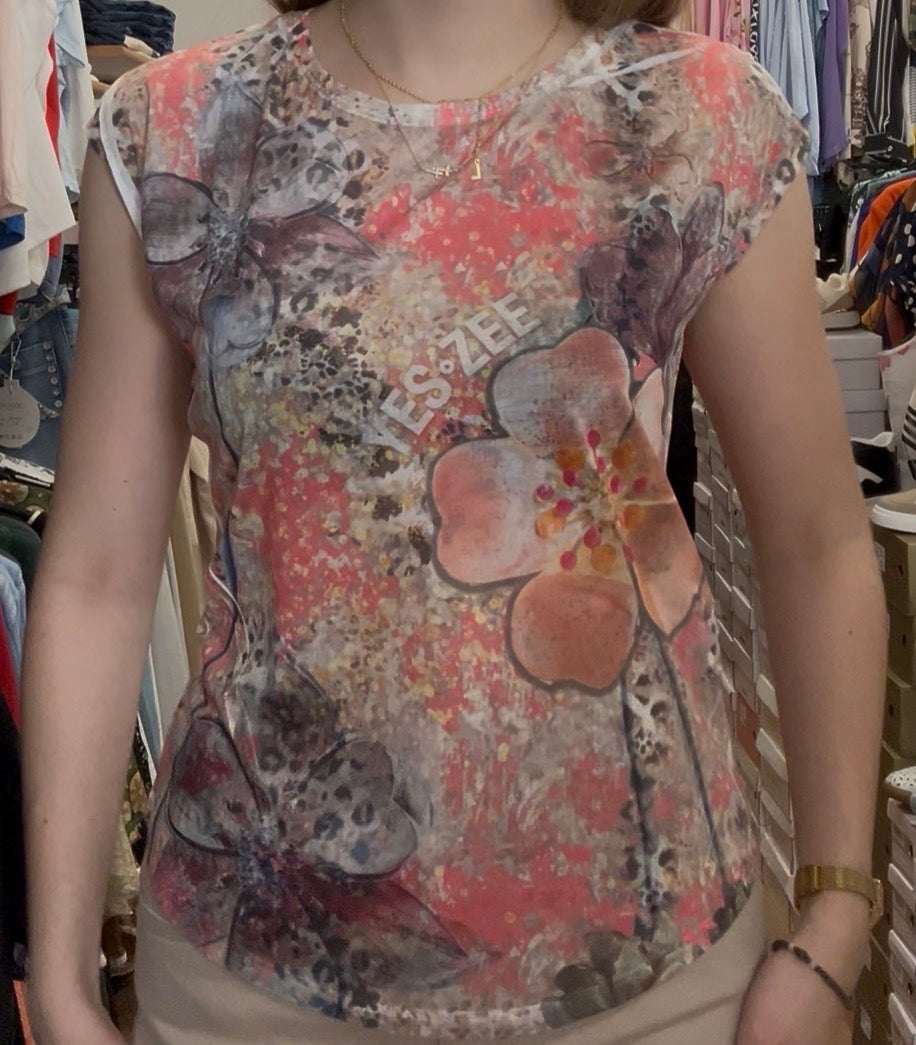 Top manches courtes imprimé floral