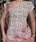 T-shirt rose imprimé YES-ZEE