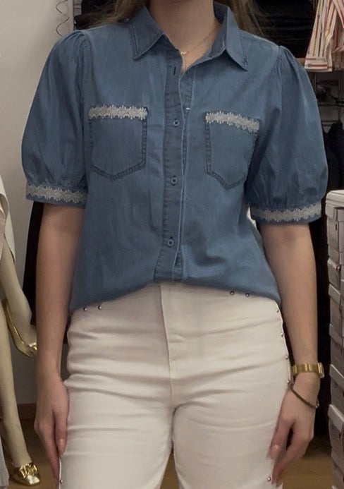 Chemise denim manches courtes