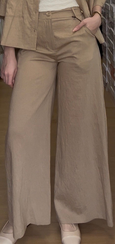 Pantalon large beige YES-ZEE
