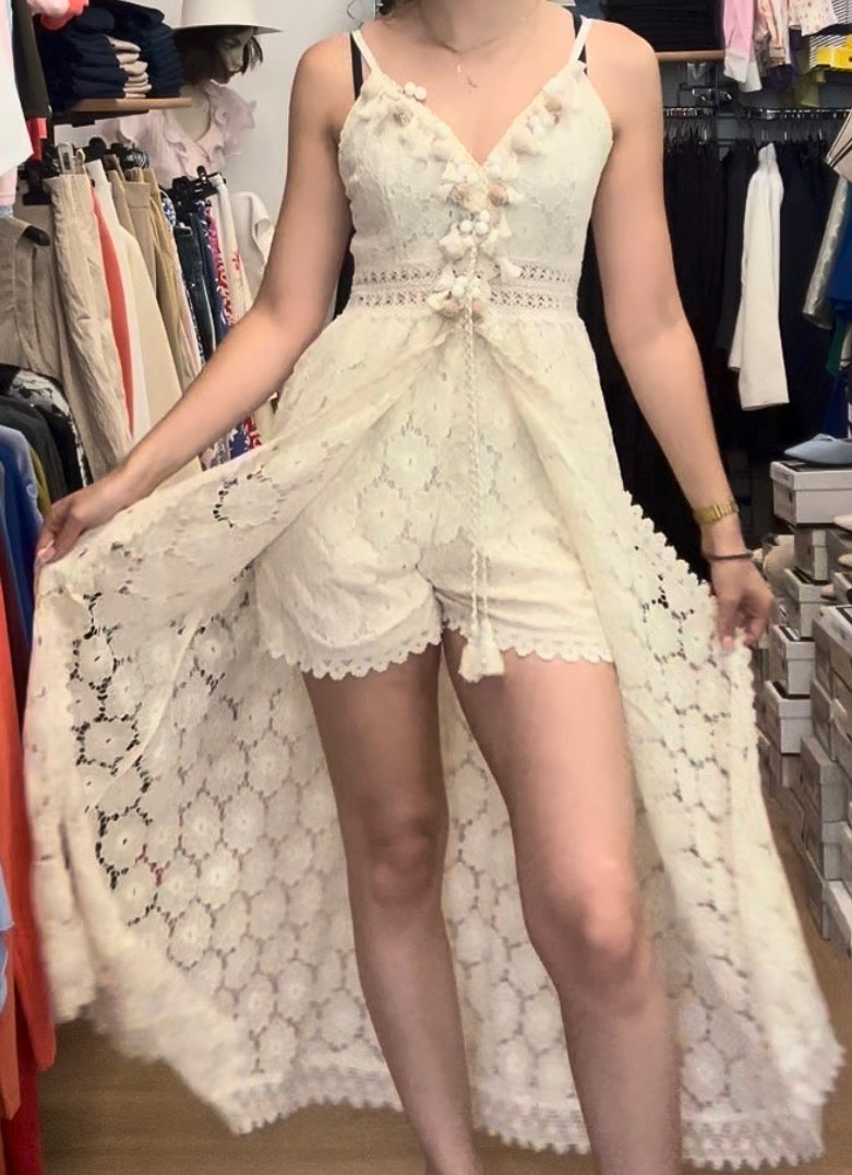 Combishort dentelle écrue