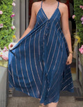 Robe longue à fines bretelles rayée