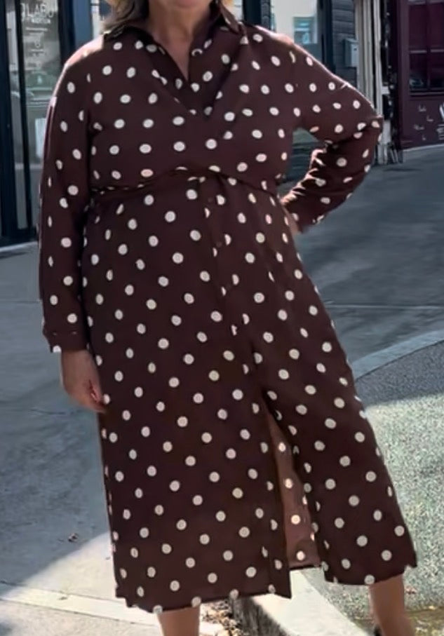 Robe longue à pois (grande taille)