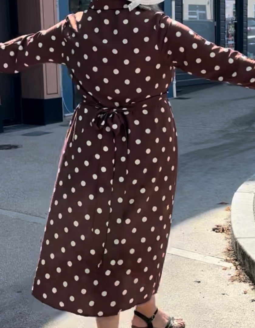 Robe longue à pois (grande taille)
