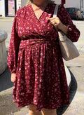 Robe bordeaux fleurie (grande taille)