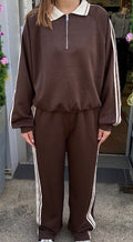 Ensemble jogging marron à col zippé