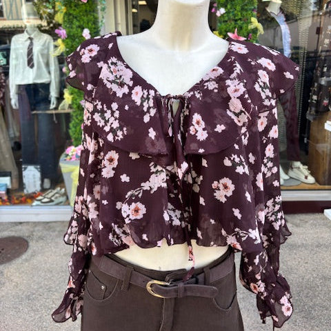 Blouse fleurie marron