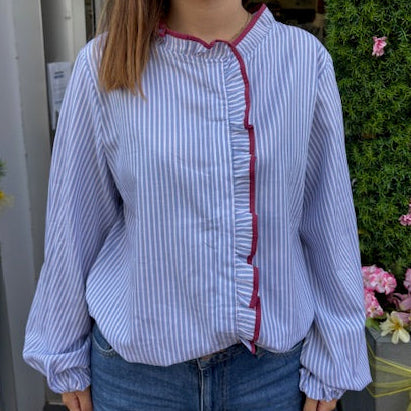 Blouse rayé bleu ciel