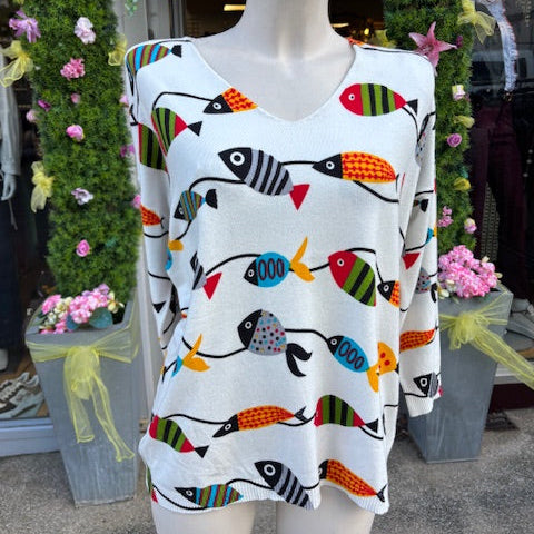 Pull imprimé poissons